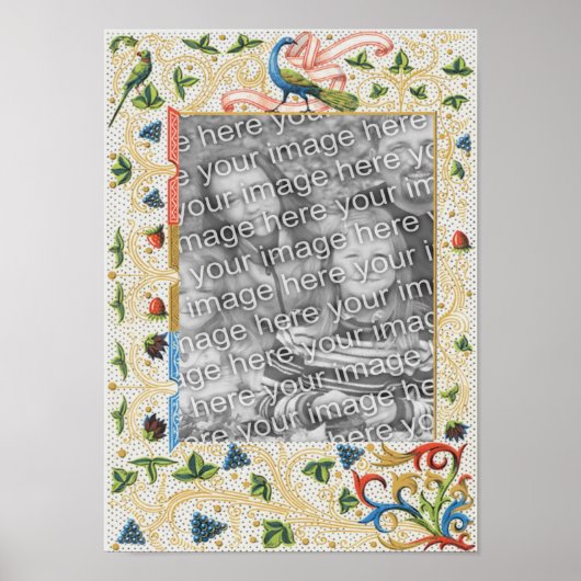 Peacocksフルーツフレームあなたの写真を追加 ポスター (正面)