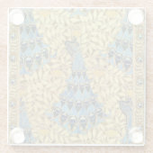 Peacocks Birds Rowan Trees Art Nouveau ガラスコースター (裏面)