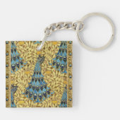 Peacocks Birds Rowan Trees Art Nouveau キーホルダー (裏面)