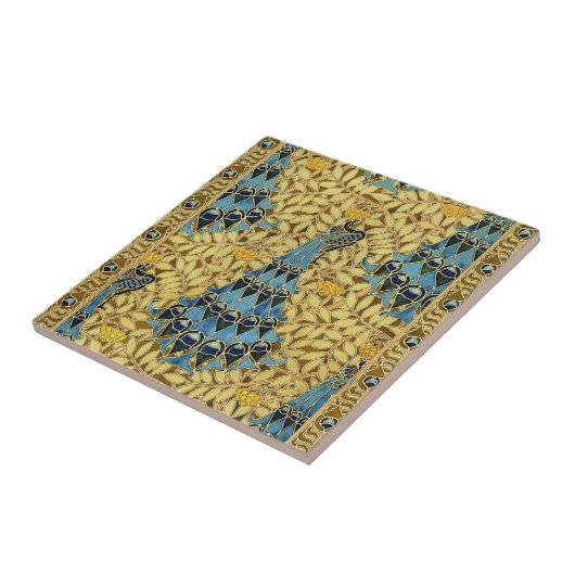 Peacocks Birds Rowan Trees Art Nouveau タイル (側面)