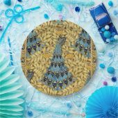 Peacocks Birds Rowan Trees Art Nouveau ペーパープレート (パーティー)