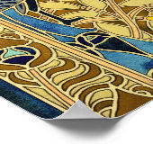 Peacocks Birds Rowan Trees Art Nouveau ポスター (角)