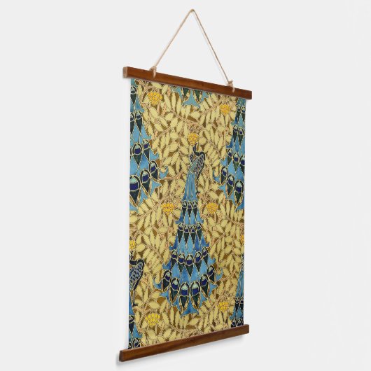 Peacocks Birds Rowan Trees Art Nouveau 吊り下げ型タペストリー (傾斜あり)