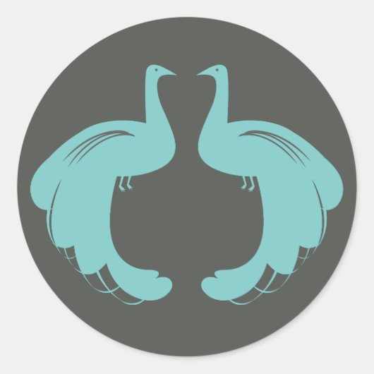 PEACOCKS in AQUAスタンプ ラウンドシール (正面)