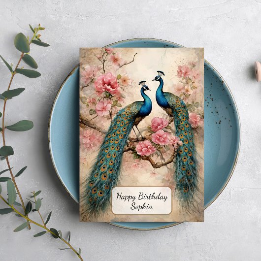 Peacocks in Blossom カード