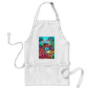 PEACOCKS IN LOVE MONOGRAM赤い青いターカーズグリーン スタンダードエプロン
