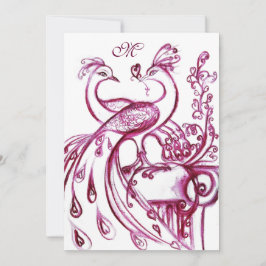 PEACOCKS IN LOVE MONOGRAM赤バーガンディーピンク白 案内状