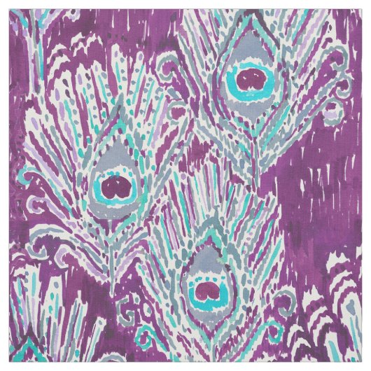 Peacockyの羽のプラム水彩画 ファブリック (見本)