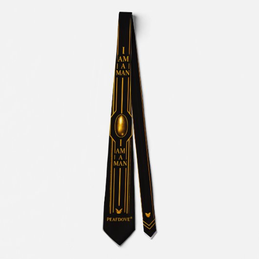 PEAFDOVE® GOLDEN EGG TIE — “I AM A MAN” Noir Luxur ネクタイ (正面)