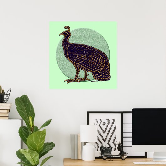 Peafowl:  Impressionistic Congo Hen ポスター (ホームオフィス)