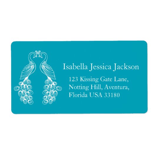 Peafowl / peahens白いティール（緑がかった色）返信ラベル ラベル (正面)