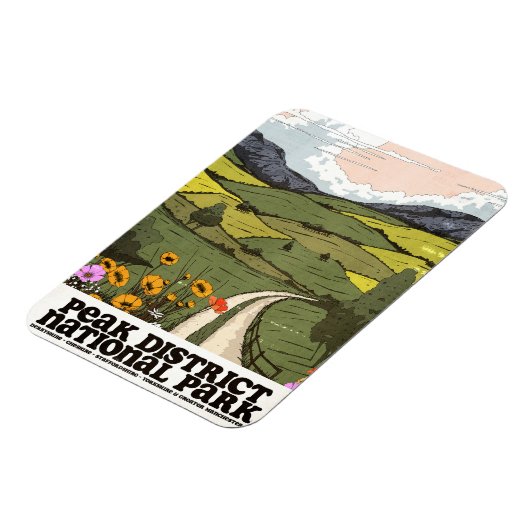 Peak District National Park vintage Travel Poster. マグネット (左側)