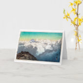 Peak of Komagatake, Hiroshi Yoshida, Woodcut カード (黄色い花)