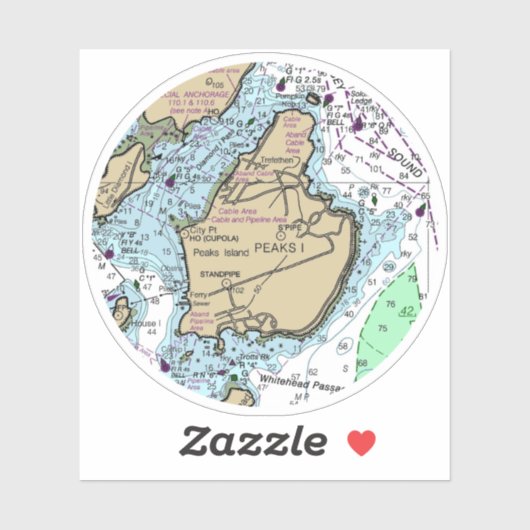 Peaks Island ME Nautical Chart シール (シート)