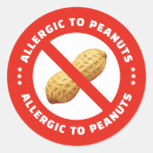 Peanut allergy warning food alert ラウンドシール (正面)