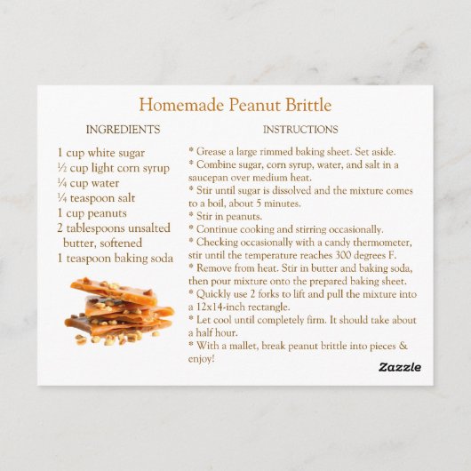 Peanut Brittle Recipe  ポストカード (裏面)