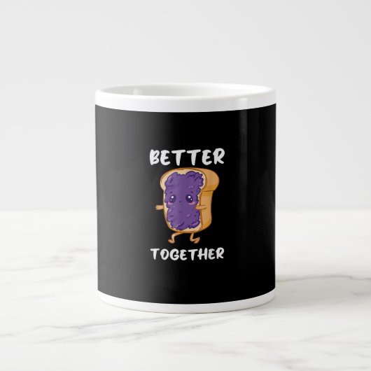 Peanut Butter Jelly Better Together Funny Food Lov ジャンボコーヒーマグカップ (正面)