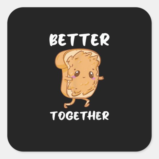 Peanut Butter Jelly Cute Couple Better Together De スクエアシール (正面)