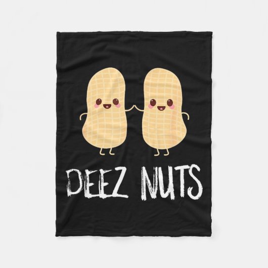 Peanut Food Funny Kawaii Cute Meme Deez Nuts Joke  フリースブランケット (正面)