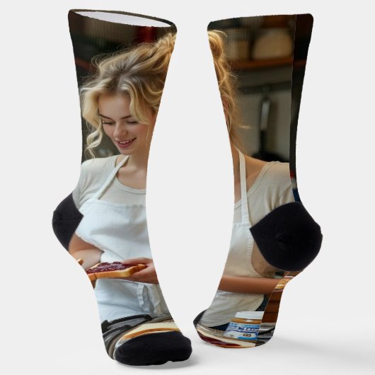 Peanutbutter and Jelly Sandwich Custom ソックス (傾斜あり)