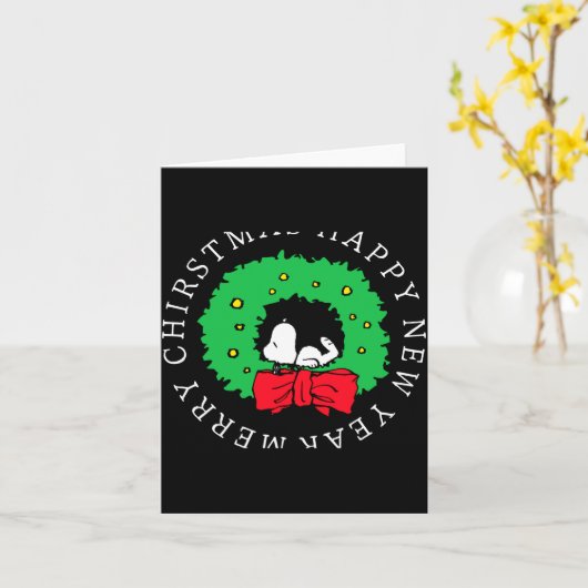 Peanuts Christmas Wreath  カード (黄色い花)