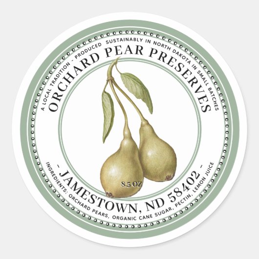 Pearはラベルを保持ジャムゼリー1930緑 ラウンドシール (正面)