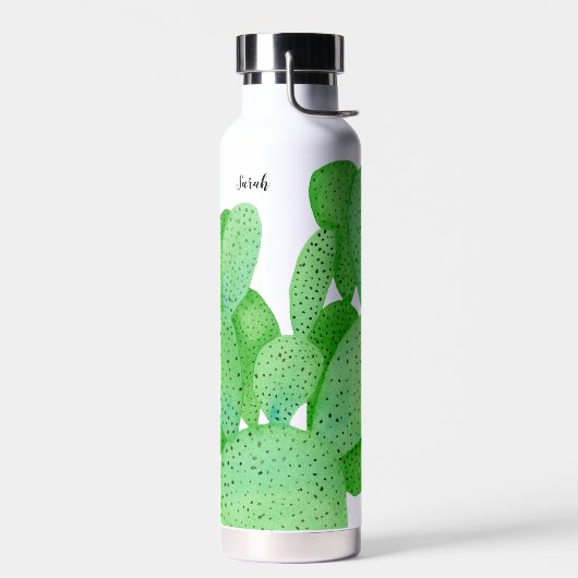 Pearサボテンパーソナライズされたスクリプト ウォーターボトル (左面)