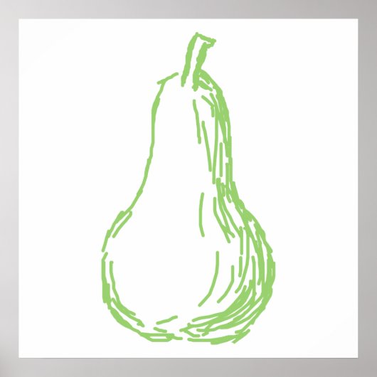 Pearスケッチ。ラインイラストレーション(緑)。 ポスター (正面)