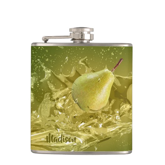 Pearスプラッシュ名前をカスタムするフラスコ フラスク (正面)