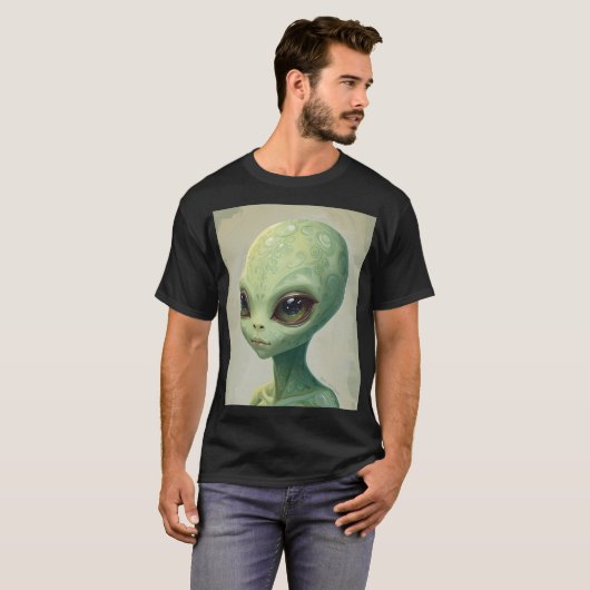 Pear Alien – Minimal Funny Fruit Art Tシャツ (正面フル)