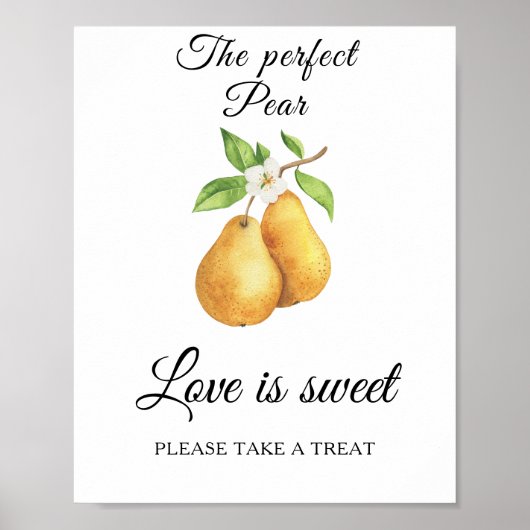 Pear bridal shower Love is sweet take a treat ポスター (正面)