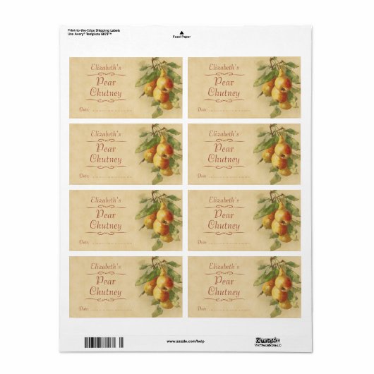 Pear Canningラベル ラベル (フルシート)