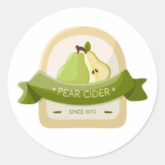 Pear cider bottle label ラウンドシール