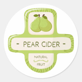 Pear cider bottle label ラウンドシール