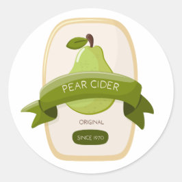 Pear cider bottle label ラウンドシール