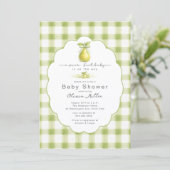 Pear-fect Baby Shower Green Gingham Invite 招待状 (スタンド正面)