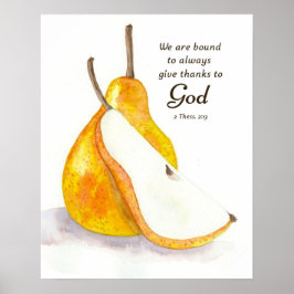 Pear Fresh Fruit Kitchen Scripture Give Thanks ポスター