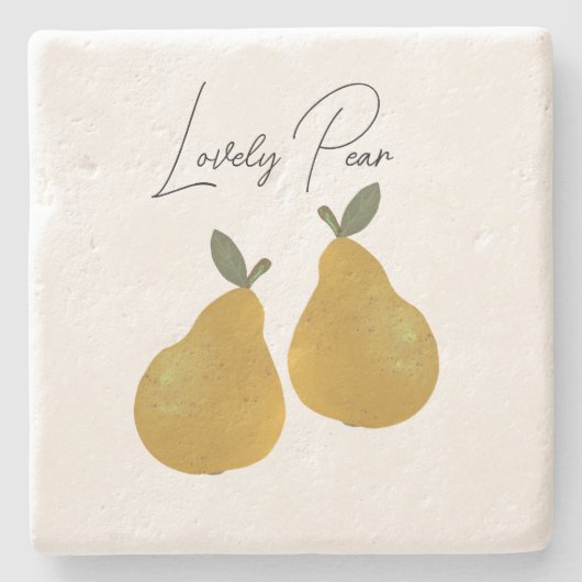 Pear Fruit Illustration  ストーンコースター (正面)