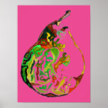 Pear fruit pop art watercolour art illustration ポスター<br><div class="desc">Original art illustration of a pear fruit by artist Sacha Grossel in pop art modern style against a bright pink background. This original painting in pen and watercolour is available here for art prints. Bright and colourful with a fruit and vegetable theme. Customisable background colour.</div>