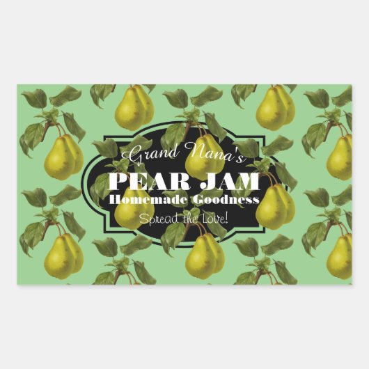 Pear Jamラベルヴィンテージスタイル 長方形シール (正面)