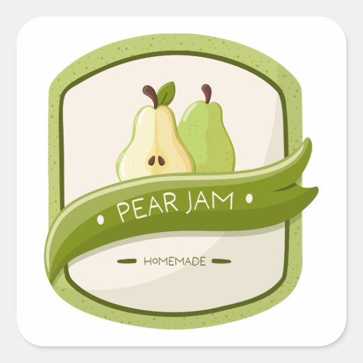 Pear jam jar label スクエアシール (正面)