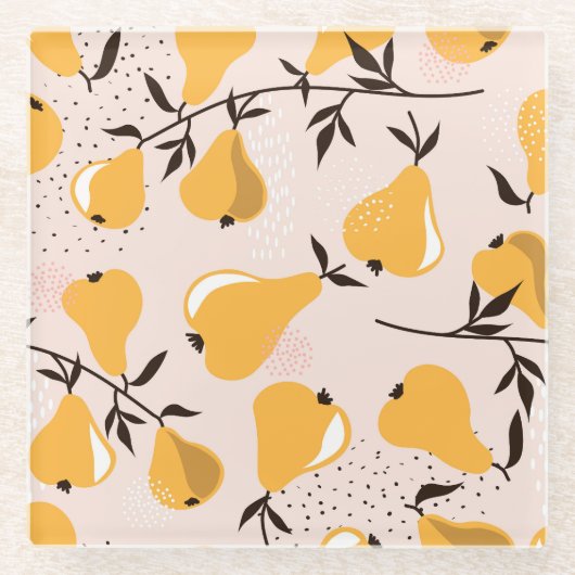 Pear Paradise:重カラフルなり ガラスコースター (正面)