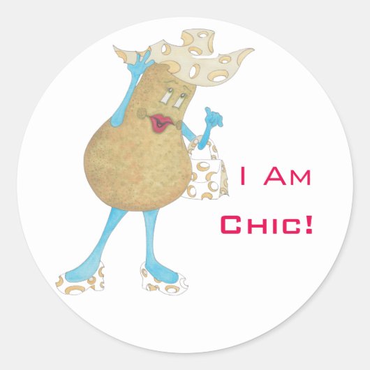 'Pear Paula'光沢ラウンドステッカー ラウンドシール (正面)