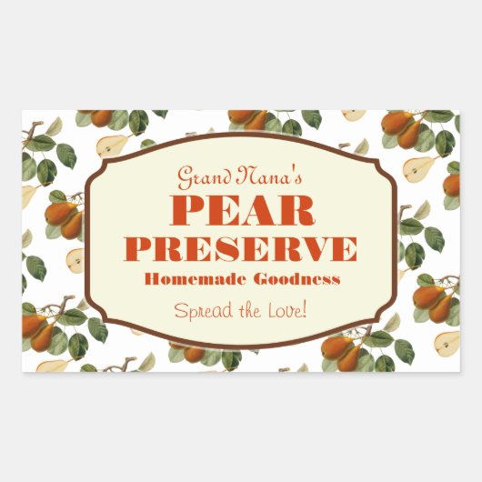 Pear Preserve Jamラベル 長方形シール (正面)