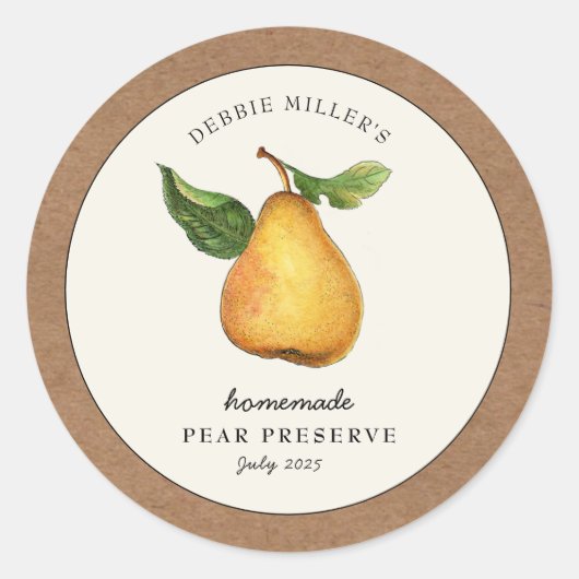 Pear Preserve with Kraft紙縁ど Food Label ラウンドシール (正面)