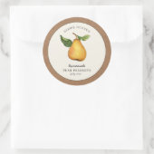 Pear Preserve with Kraft紙縁ど Food Label ラウンドシール (バッグ)