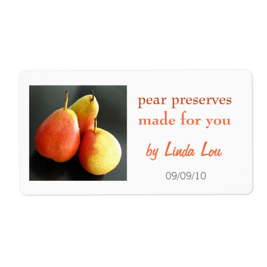Pear Preservesまたはjamラベル ラベル (正面)