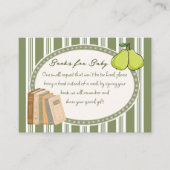 Pear sage green retro baby shower book request エンクロージャーカード (正面)