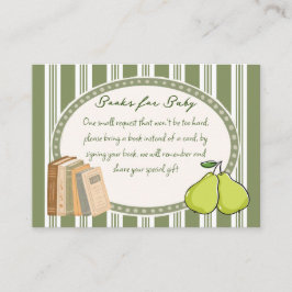 Pear sage green retro baby shower book request エンクロージャーカード