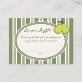 Pear sage green retro baby shower diaper raffle エンクロージャーカード (正面)